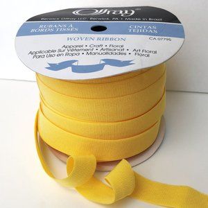 Yellow Offray Stretch Grosgrain Ribbon, Almost 50 Yards, 7/8" wide